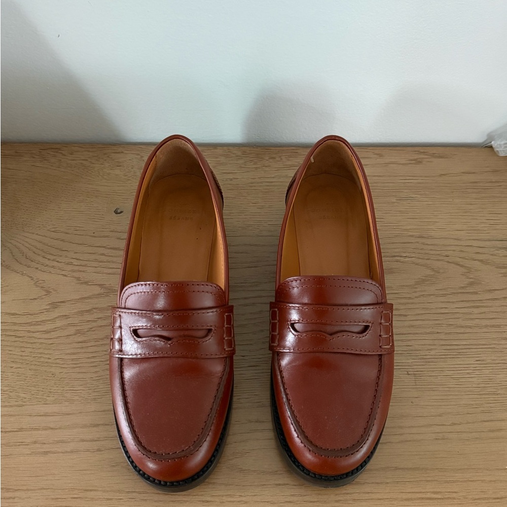 Sezane Brown Leather Penny Loafers - Picture 3 of 9